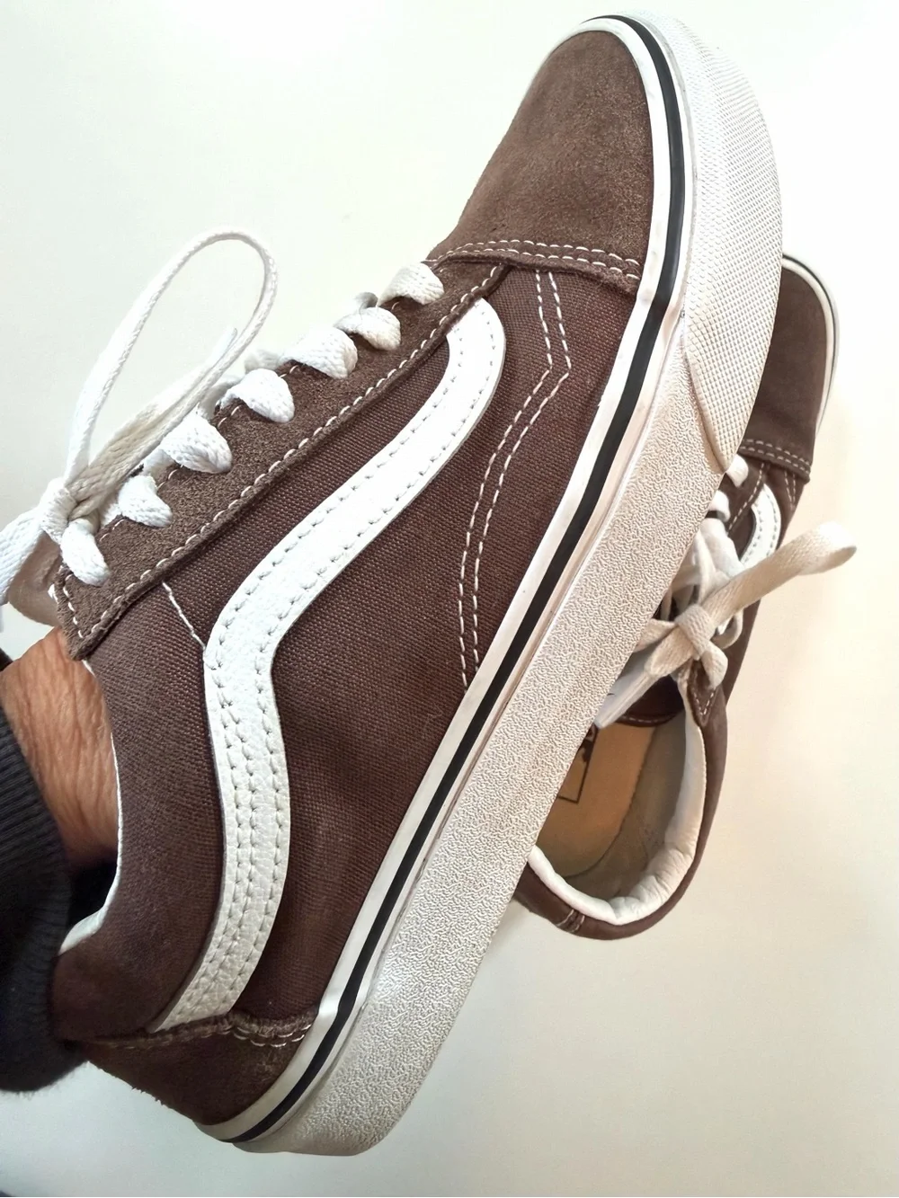 Vans Brown Suede Canvas Old Skool Sneakers 7.5 Skate Low Top Classic Streetwear - Picture 11 of 16